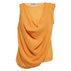 Jil Sander - Top senza maniche con drappeggio in chiffon giallo - S
