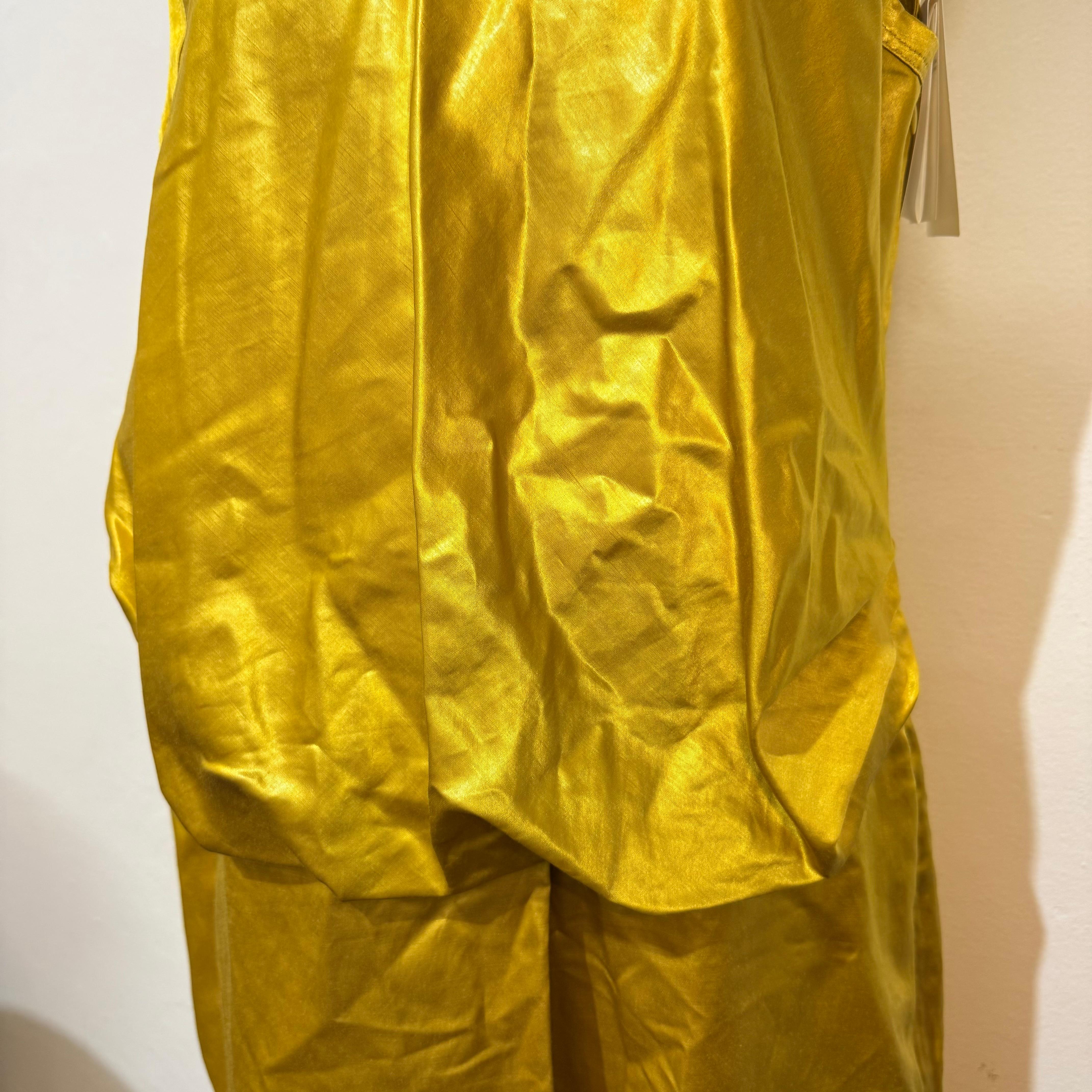 De las mujeres Jil Sander Vestido Pliegues Lino Amarillo FR 40 / IT 44 en venta