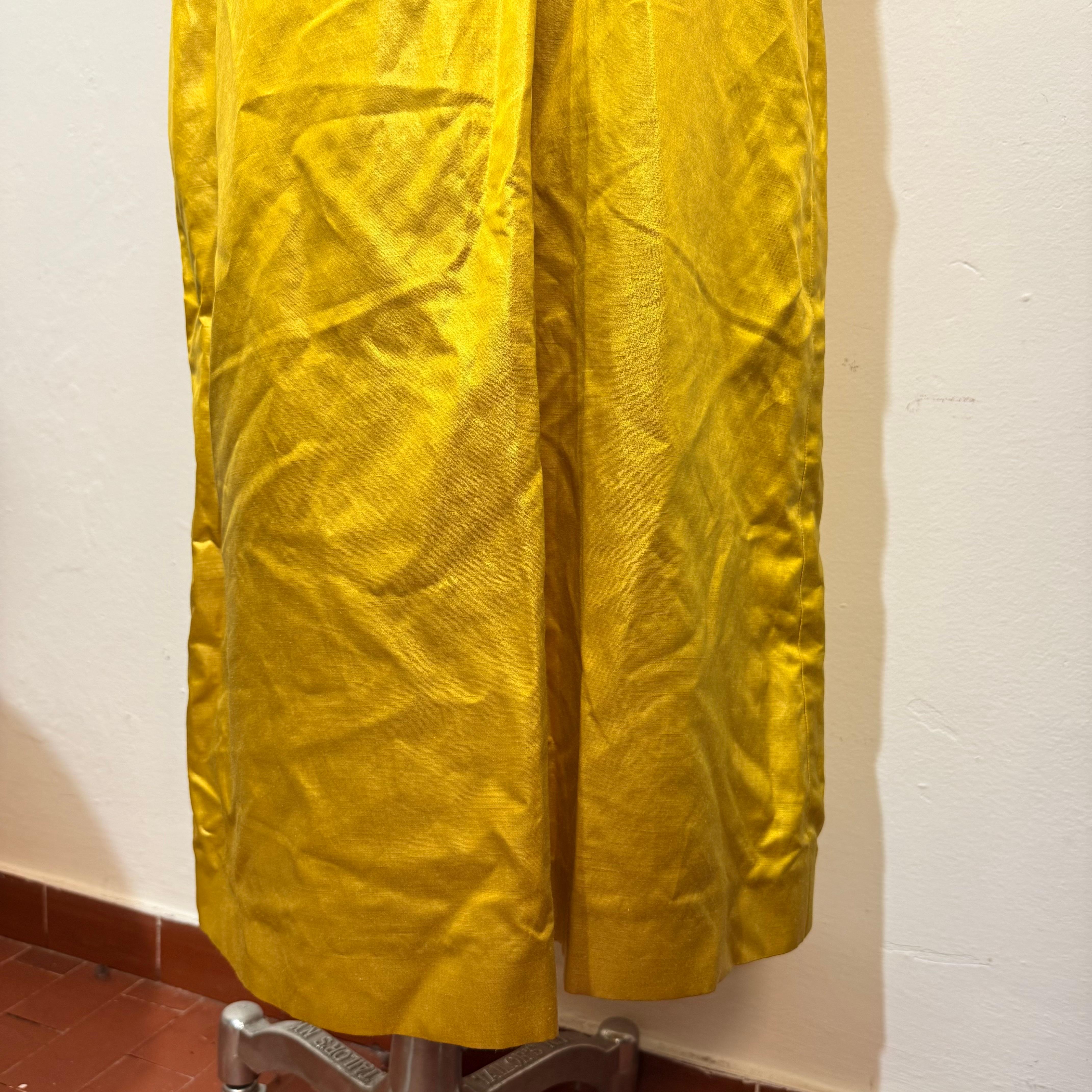 Jil Sander Vestido Pliegues Lino Amarillo FR 40 / IT 44 en venta 1