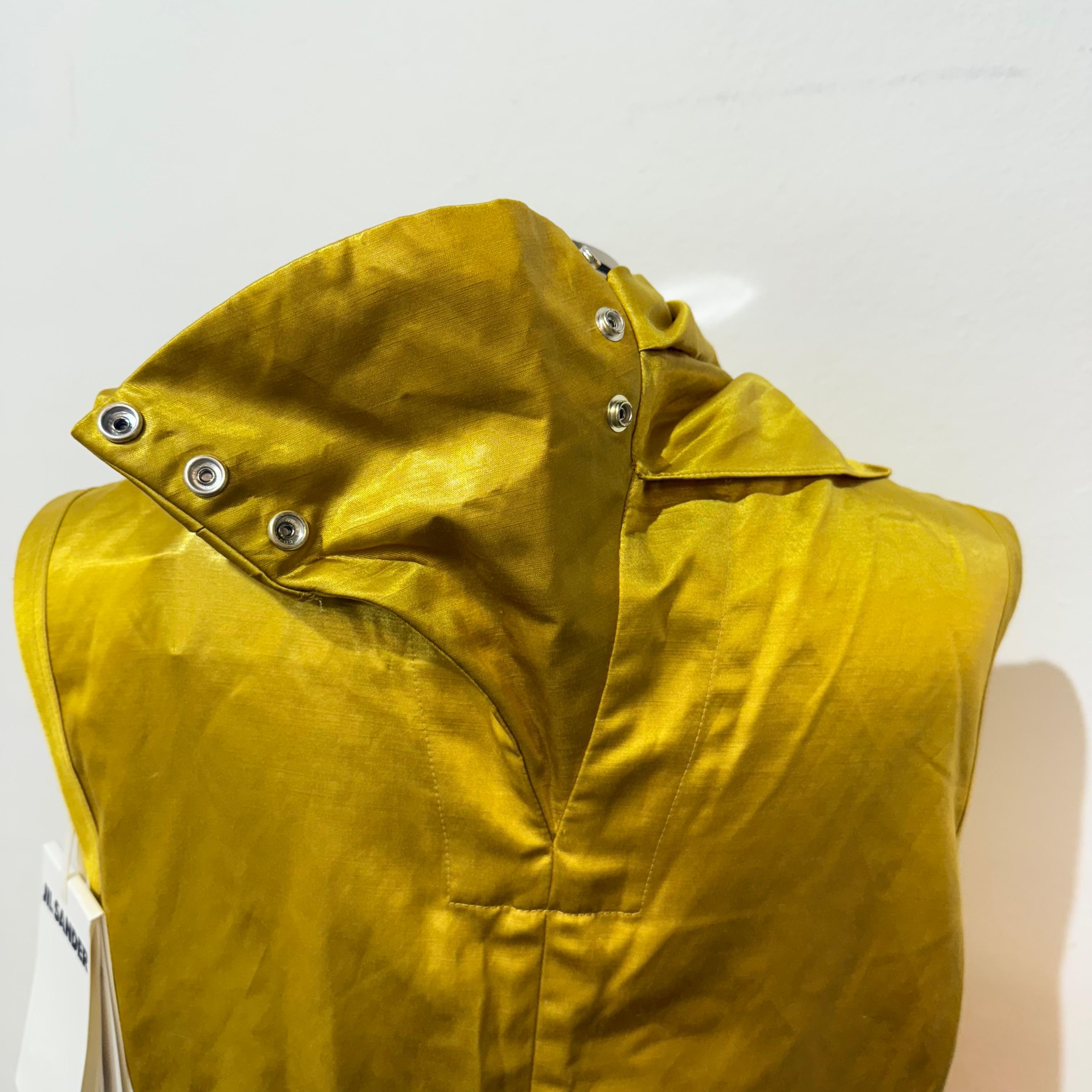 Jil Sander Vestido Pliegues Lino Amarillo FR 40 / IT 44 en venta 3