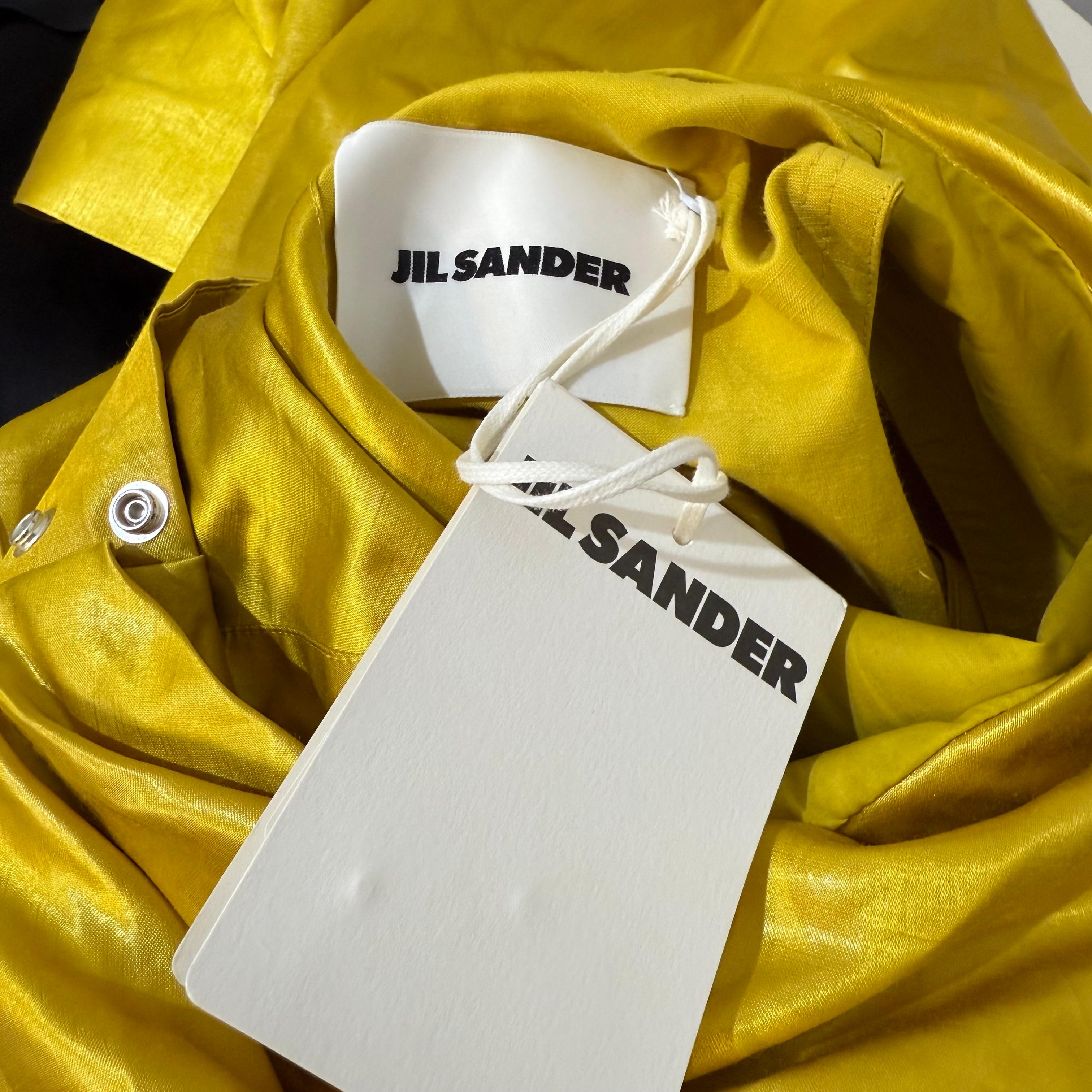 Jil Sander Vestido Pliegues Lino Amarillo FR 40 / IT 44 en venta 4