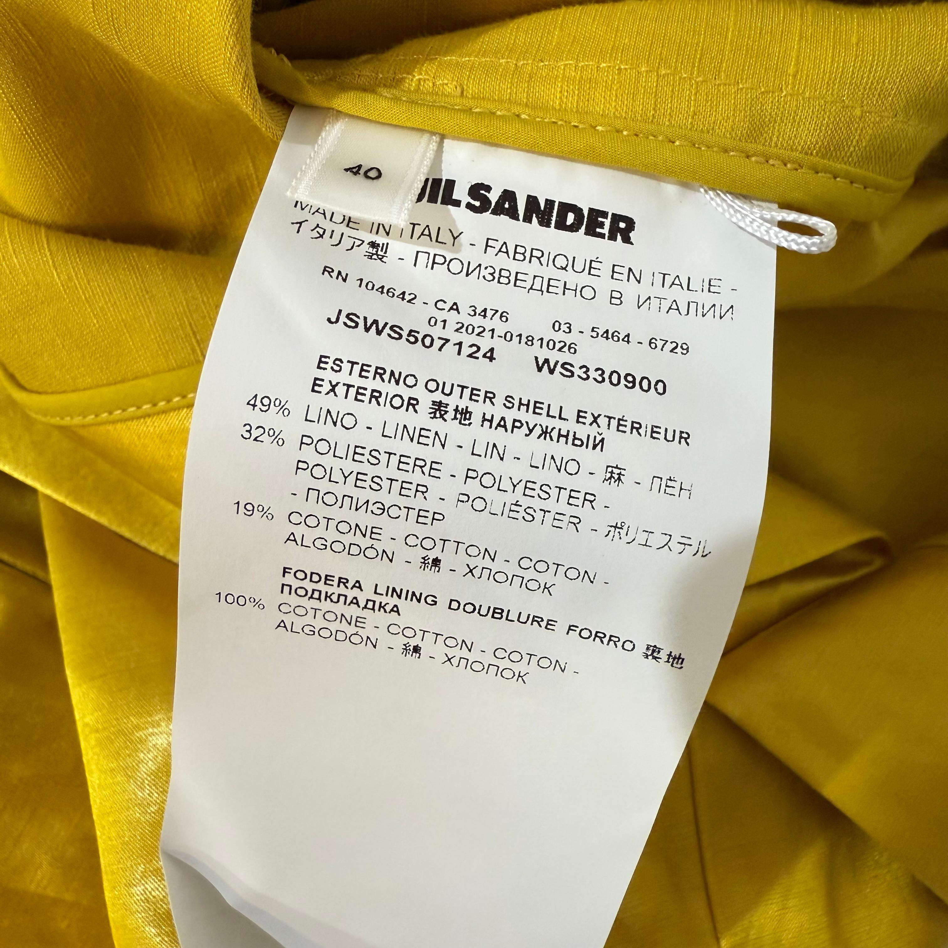 Jil Sander Vestido Pliegues Lino Amarillo FR 40 / IT 44 en venta 5