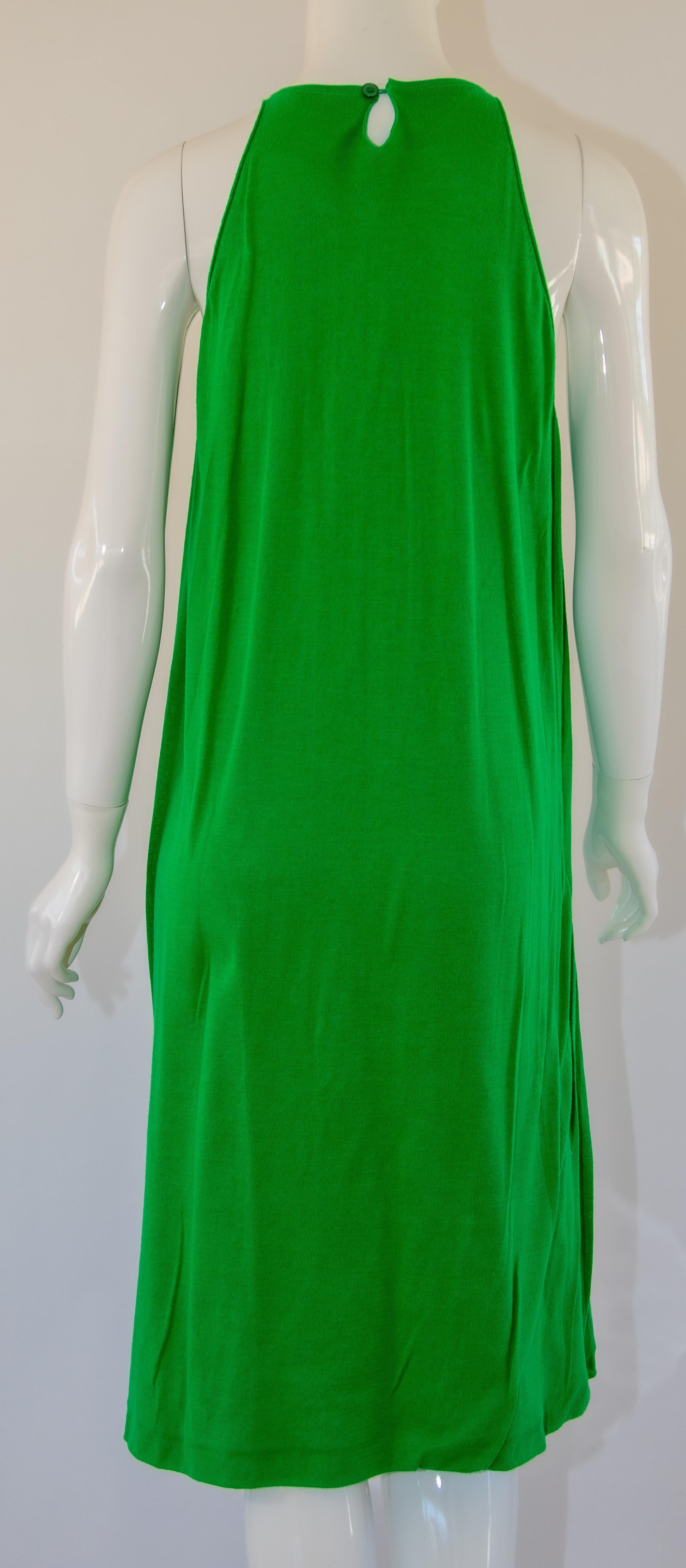 Jil Sanders Knit Cotton Tank Dress in Leaf Green For Sale 4