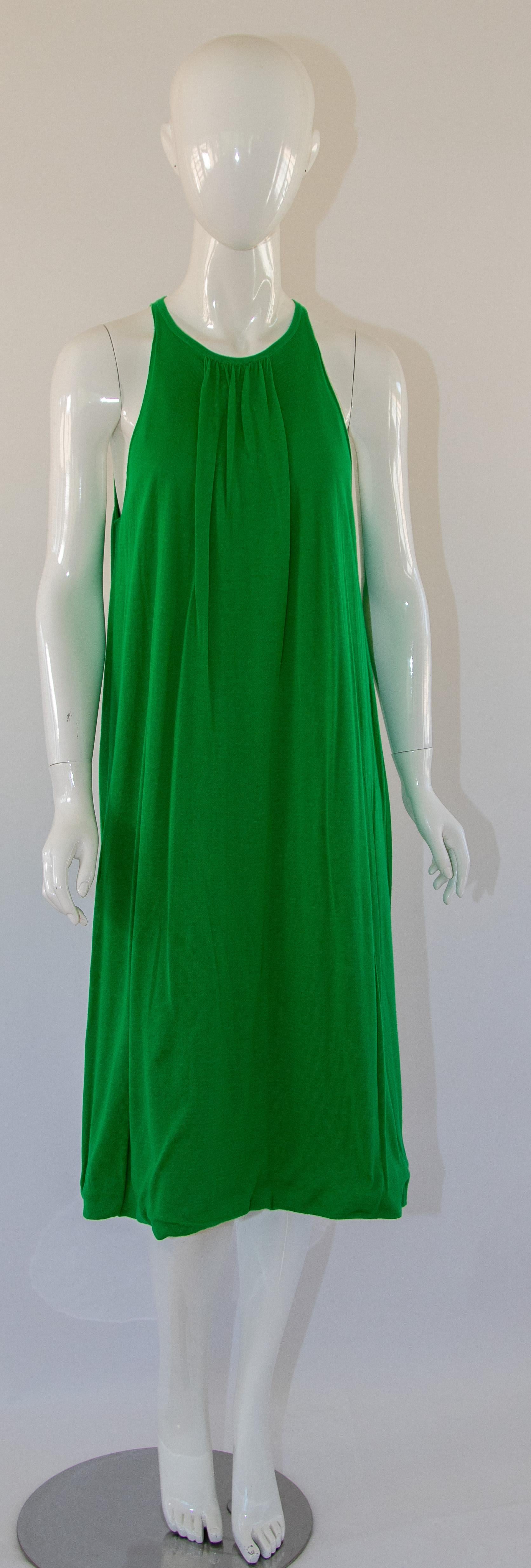 Jil Sanders Knit Cotton Tank Dress in Leaf Green For Sale 6