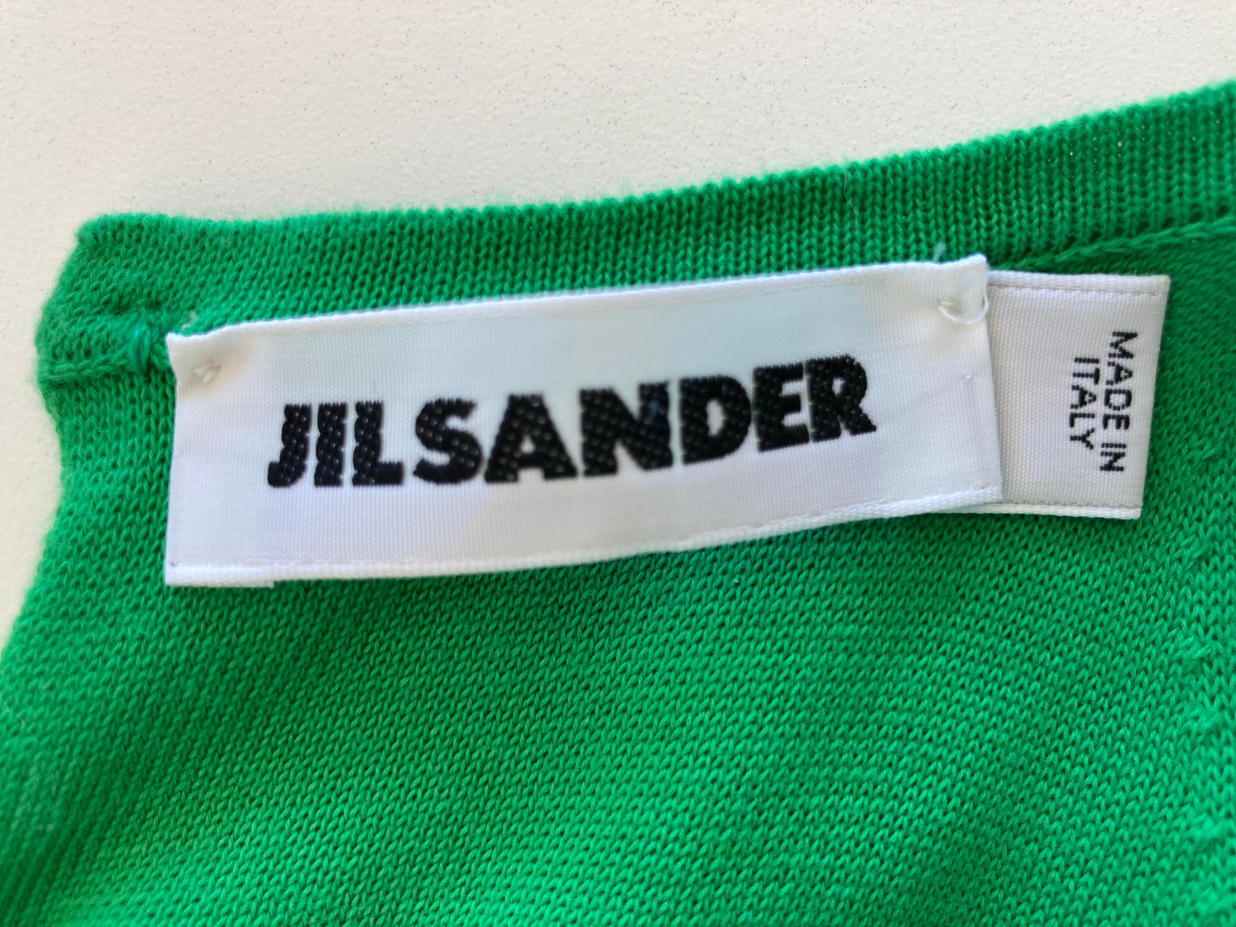 Jil Sanders Knit Cotton Tank Dress in Leaf Green For Sale 7