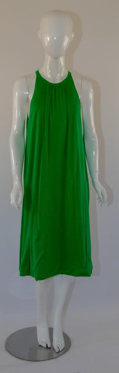 Jil Sander Women's Leaf Green Knit Cotton Tank Dress Size 38