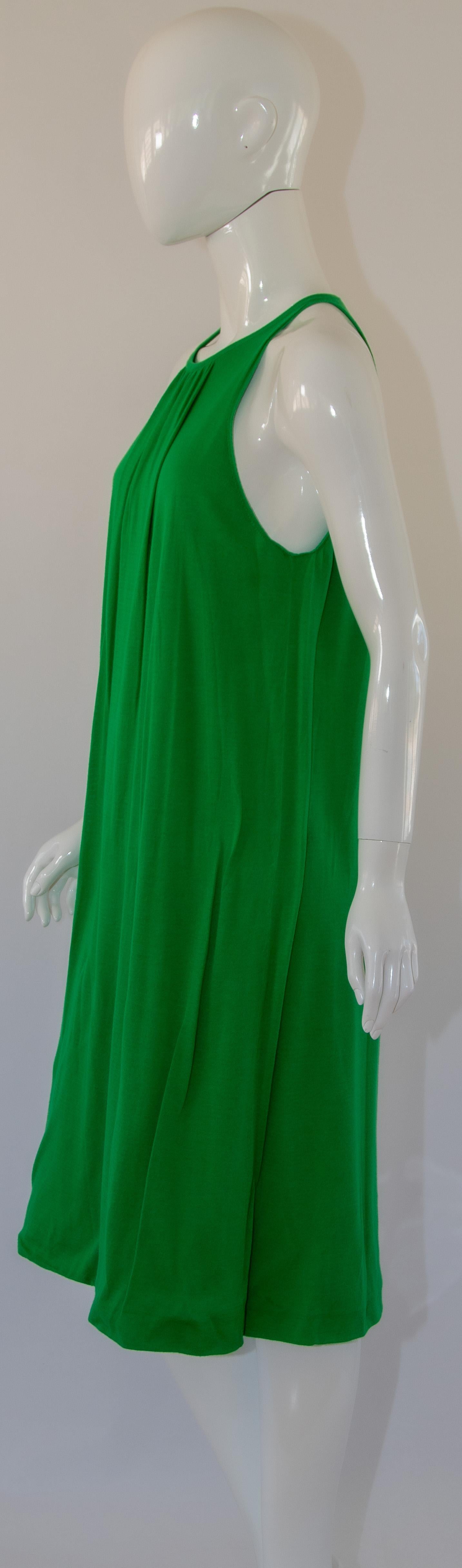 Women's Jil Sanders Knit Cotton Tank Dress in Leaf Green For Sale