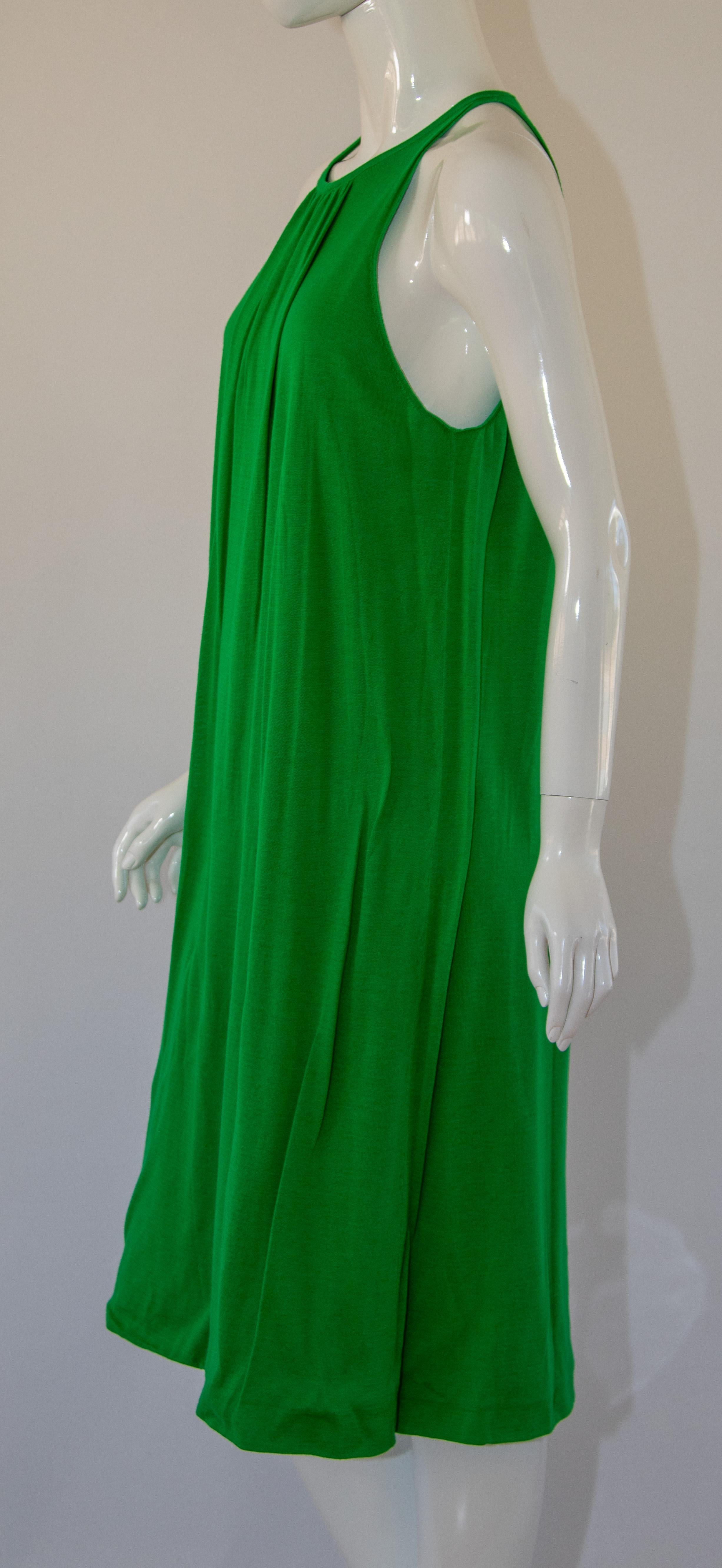 Jil Sanders Knit Cotton Tank Dress in Leaf Green For Sale 1