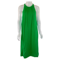 Jil Sanders Knit Cotton Tank Dress in Leaf Green