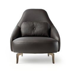 Fauteuil Jill de Leolux tapissé de cuir véritable marron foncé