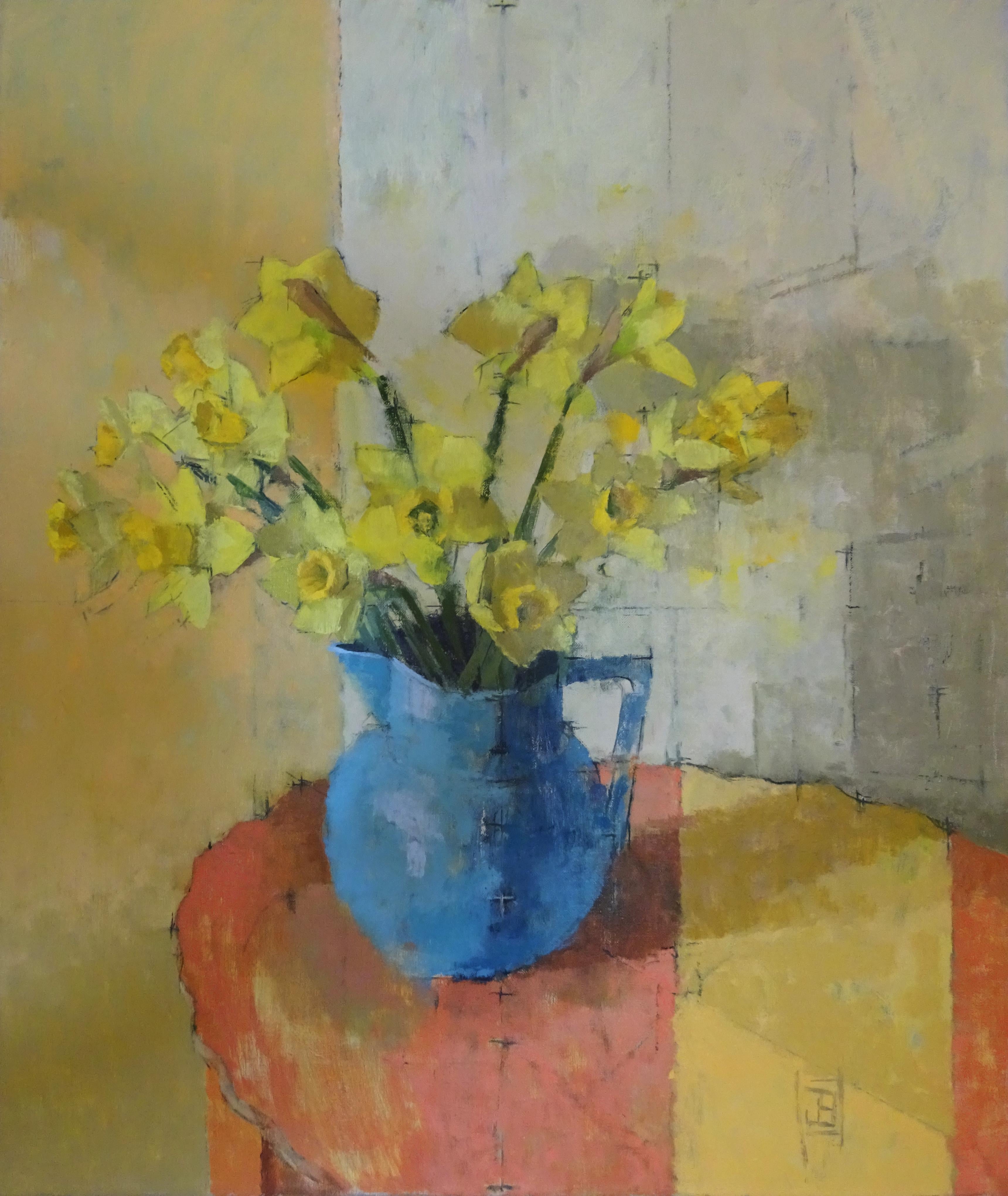 Jill Barthorpe Still-Life Painting - Daffodils.  Contemporary Still Life Oil Painting