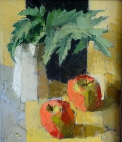 "Two Red Apples" Contemporary Still Life Oil Painting