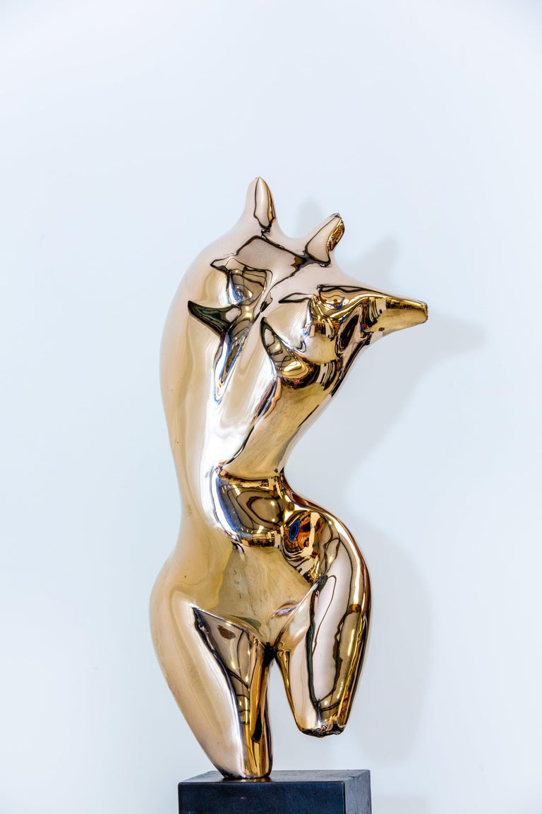 Aphrodite, 2021
The highly polished female torso enhances the magnificence of the human body's beauty, sensuality and inner spiritual illumination
Highly polished Bronze on bronze base
17.6 x 15 x 7.1 cm
6 7/8 x 5 7/8 x 2 3/4 in.
Edition of 9
