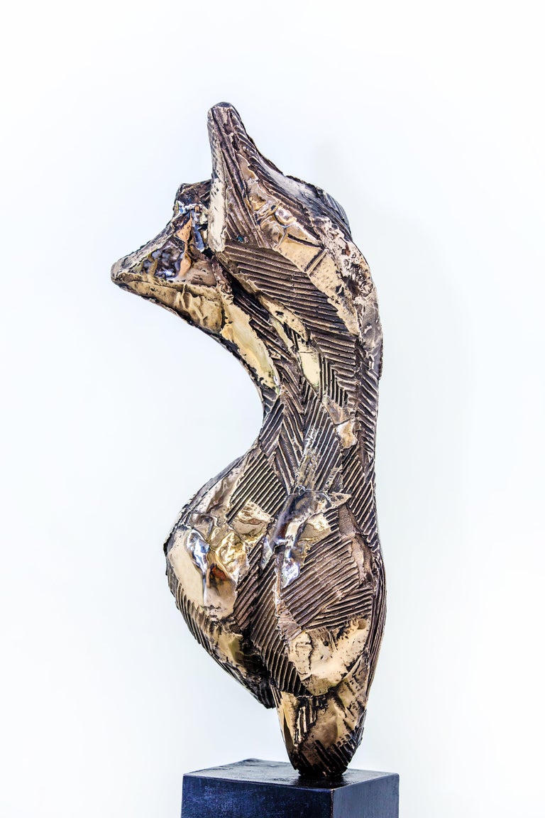 Gaia, exposed surface reveals the inner self and beauty of the female , Bronze - Sculpture by Jill Berelowitz 