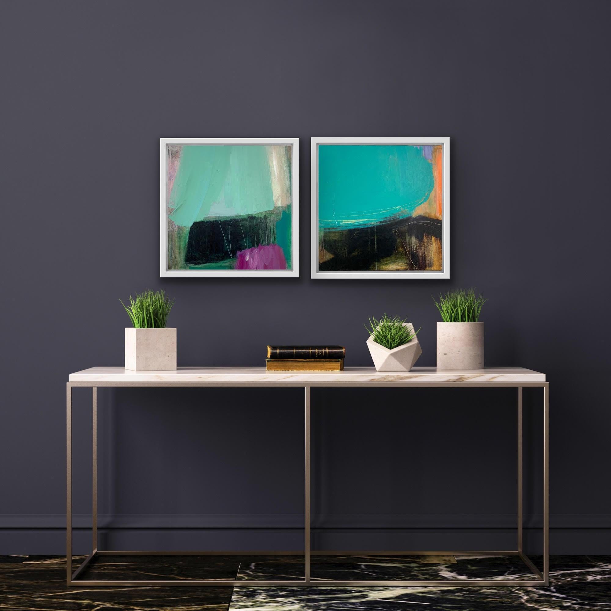 Fell 3 and Fell 5 Diptych  - Gray Abstract Painting by Jill Campbell