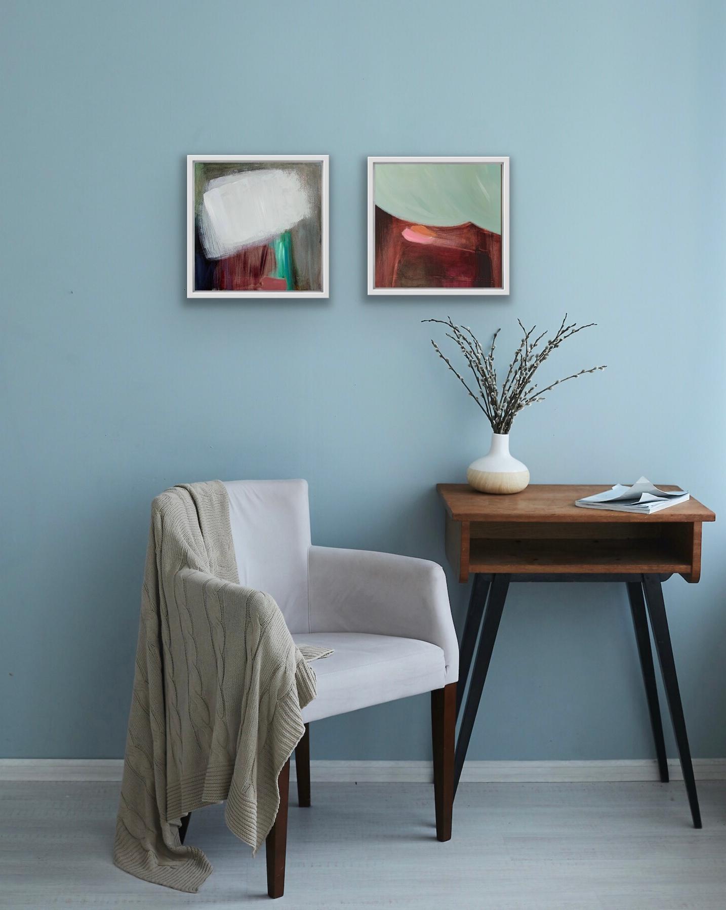 Filz 15 und Filz 9 Diptychon (Grau), Landscape Painting, von Jill Campell
