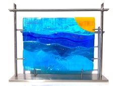 « By the Healing Waters », sculpture originale en verre et acier, 2020