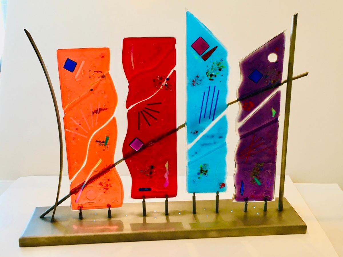 Jill Casty Abstract Sculpture - Celebrating Ettore Sottsass, Original Glass Sculpture, 2020