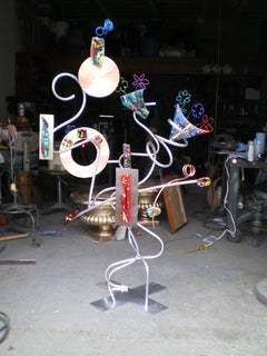 Totem Poem, Original Glass and Metal Sculpture, 2020