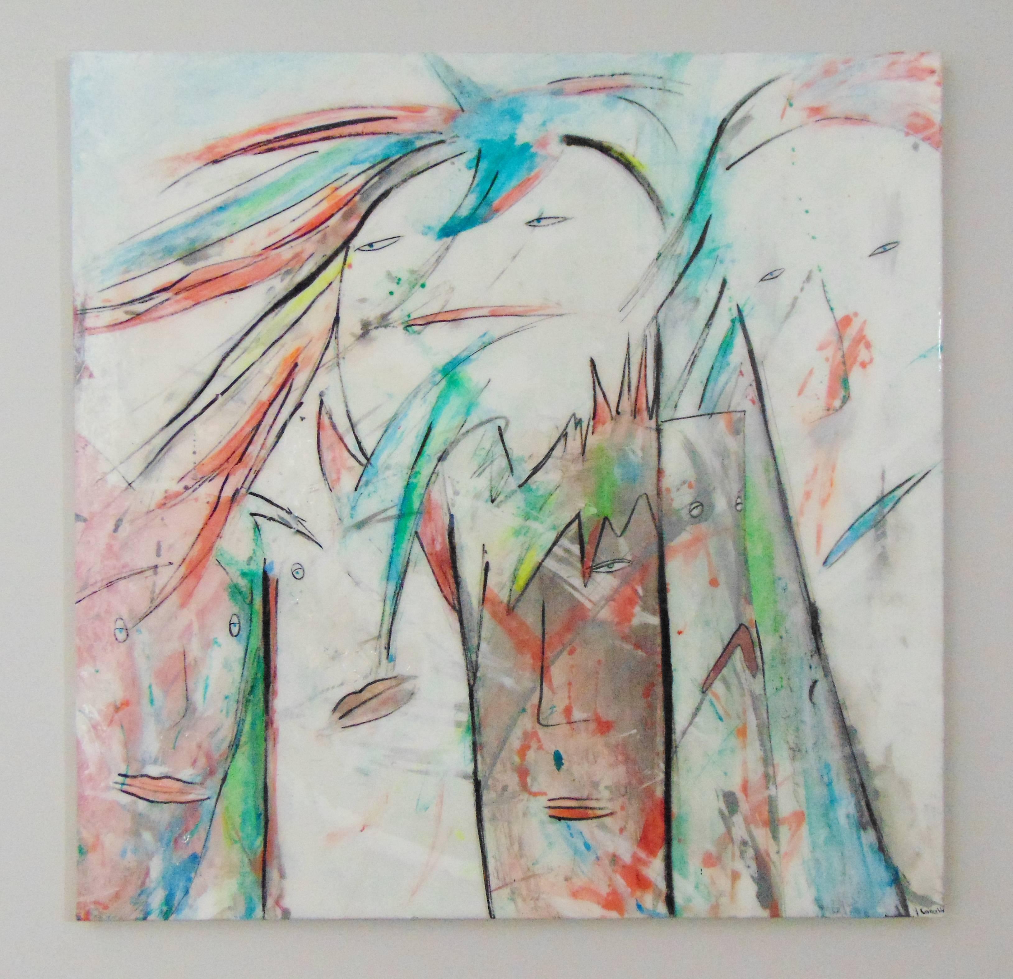 <p>Artist Comments<br />This painting is about summer fun. Movement is used to reflect freedom. The painting is made with inks and dyes on rice paper and canvas, then coated with resin to enhance the colors and protect the surface. This piece is on