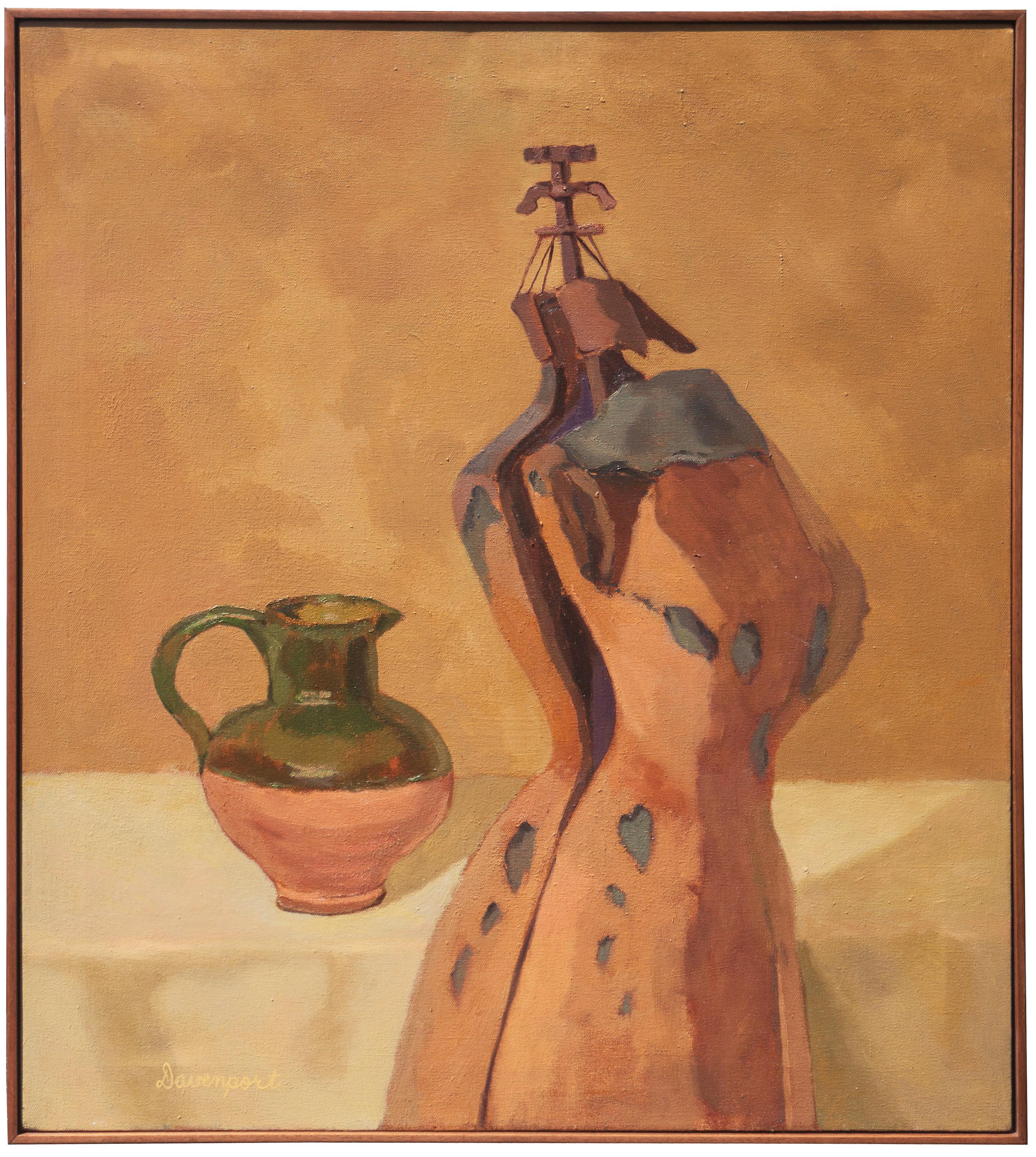 Jill Davenport Still-Life Painting - 'Attic Series, Yellow', California Woman Post-Impressionist Artist, Sonoma State