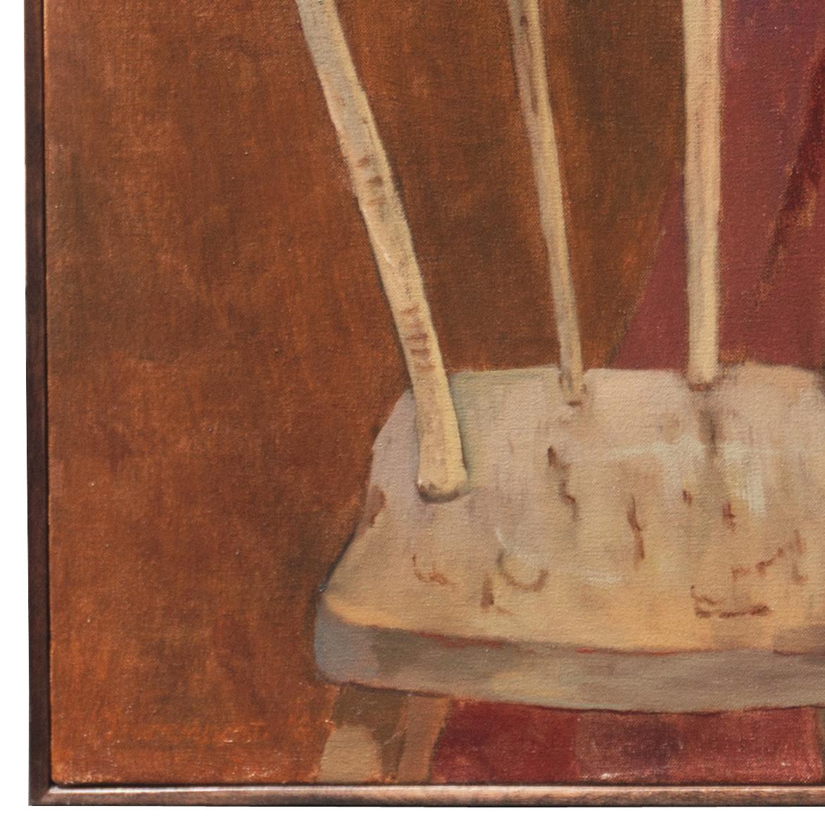 Sedia di bentwood, abito a vita alta', Donna californiana post-impressionista, Sonoma - Painting American Modern di Jill Davenport