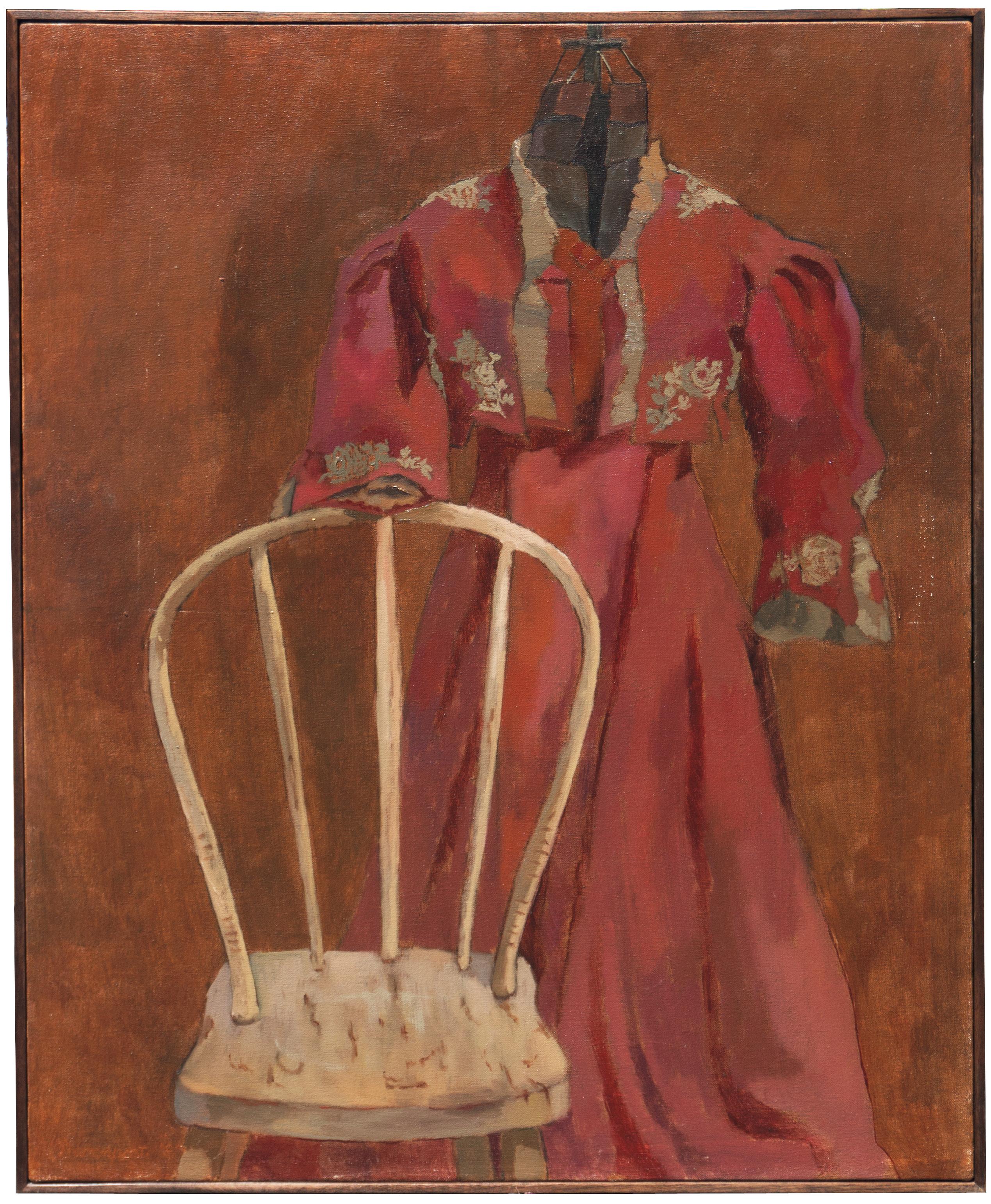 'Bentwood Chair, High-waist Gown', California Woman Post-Impressionist, Sonoma - Painting by Jill Davenport