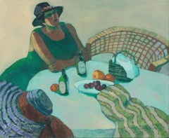 'Lilac Straw Hat', Post-Impressionist Oil, California Woman Artist, Sonoma State
