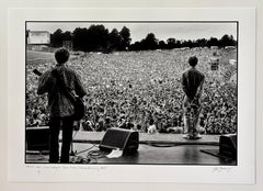 Oasis Liam and Noel Gallagher on stage at Slane Castle by Jill Furmanovsky