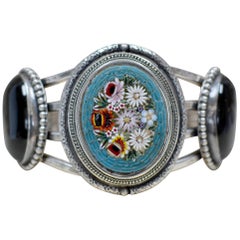 Jill Garber Bracciale antico floreale in tessere veneziane, micro mosaico e onice