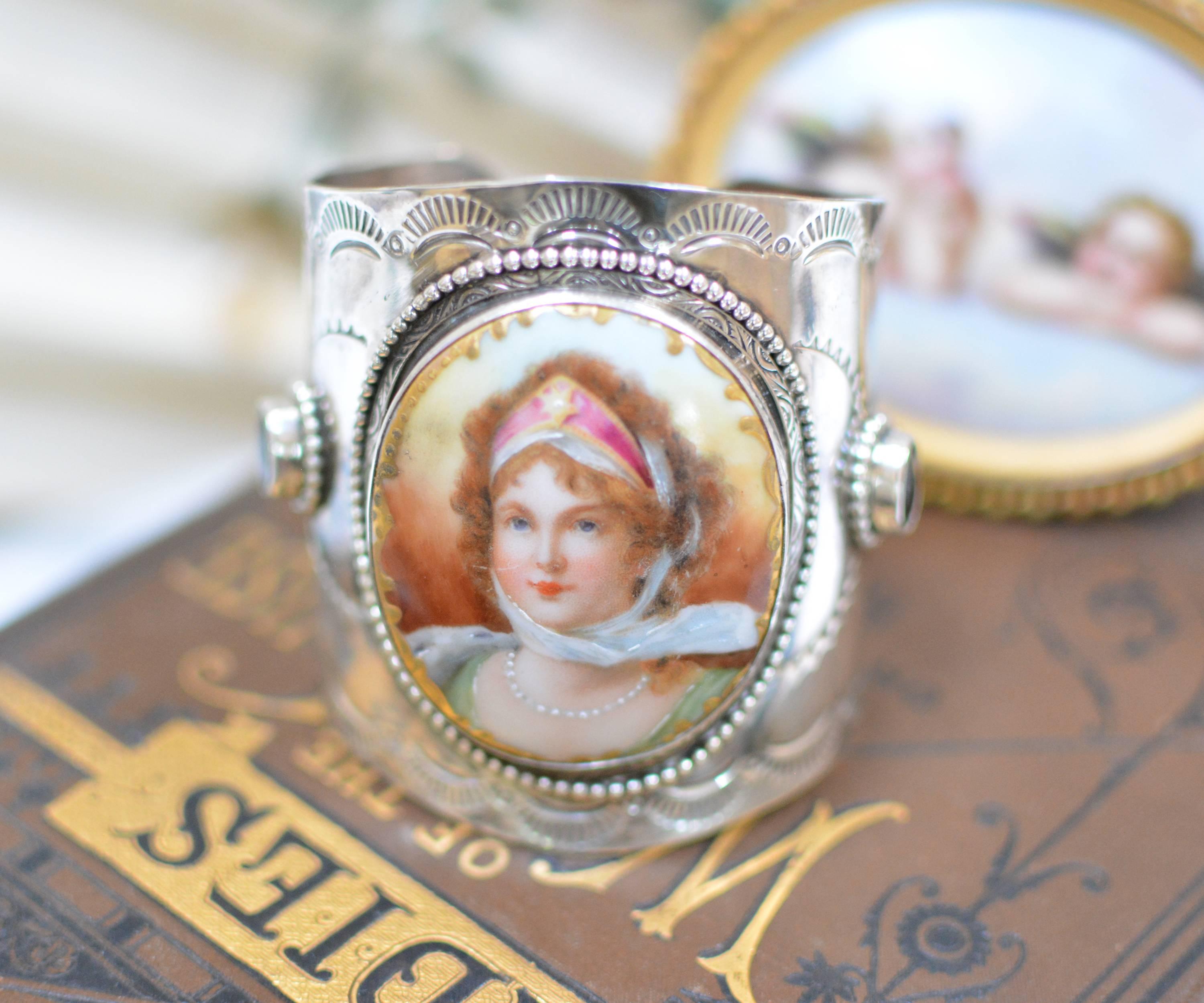 Jill Garber Nineteenth Century Queen Louise of Prussia Portrait Cuff Bracelet  For Sale 5
