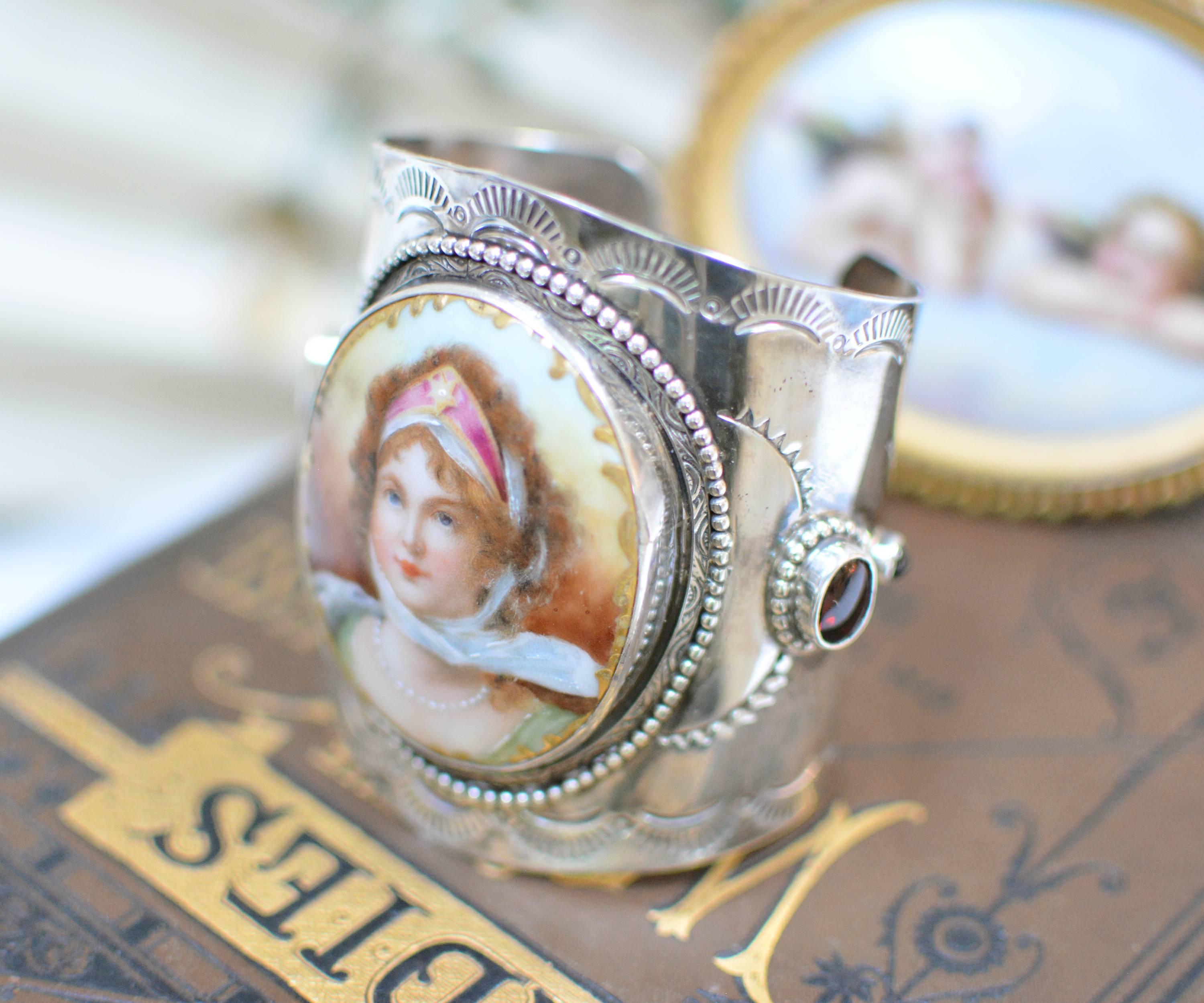 Jill Garber Nineteenth Century Queen Louise of Prussia Portrait Cuff Bracelet  For Sale 6