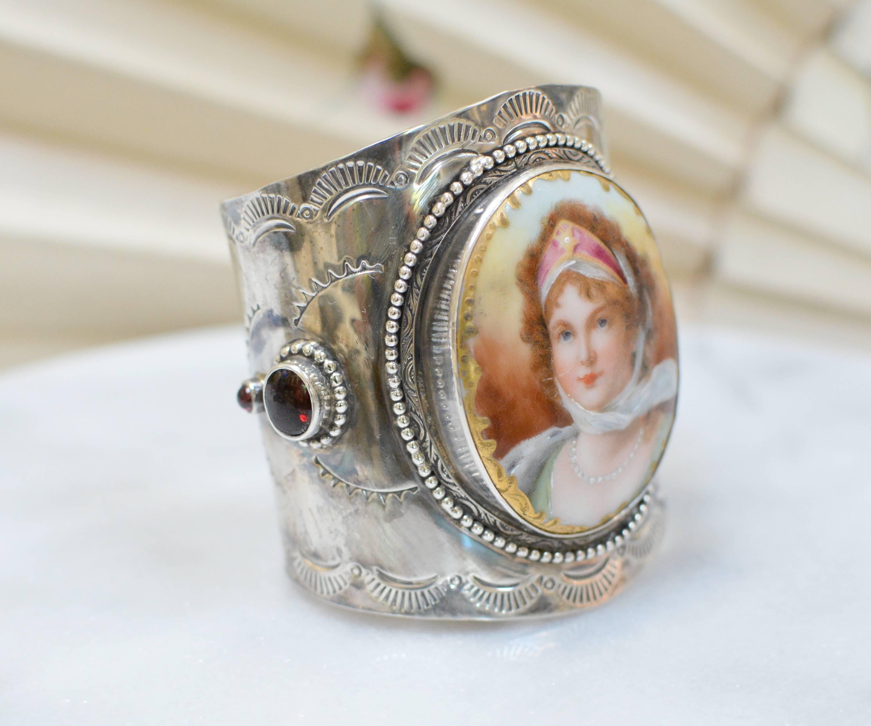 Women's or Men's Jill Garber Nineteenth Century Queen Louise of Prussia Portrait Cuff Bracelet  For Sale