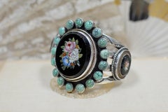 Jill Garber Antique Venetian Floral Bouquet Tesserae Micro Mosaic Cuff Bracelet