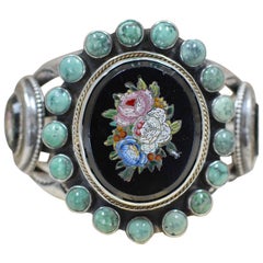 Jill Garber Antique Venetian Floral Bouquet Tesserae Micro Mosaic Cuff Bracelet