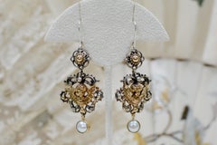 Jill Garber Gold Angel Drop Earrings with Freshwater Pearls