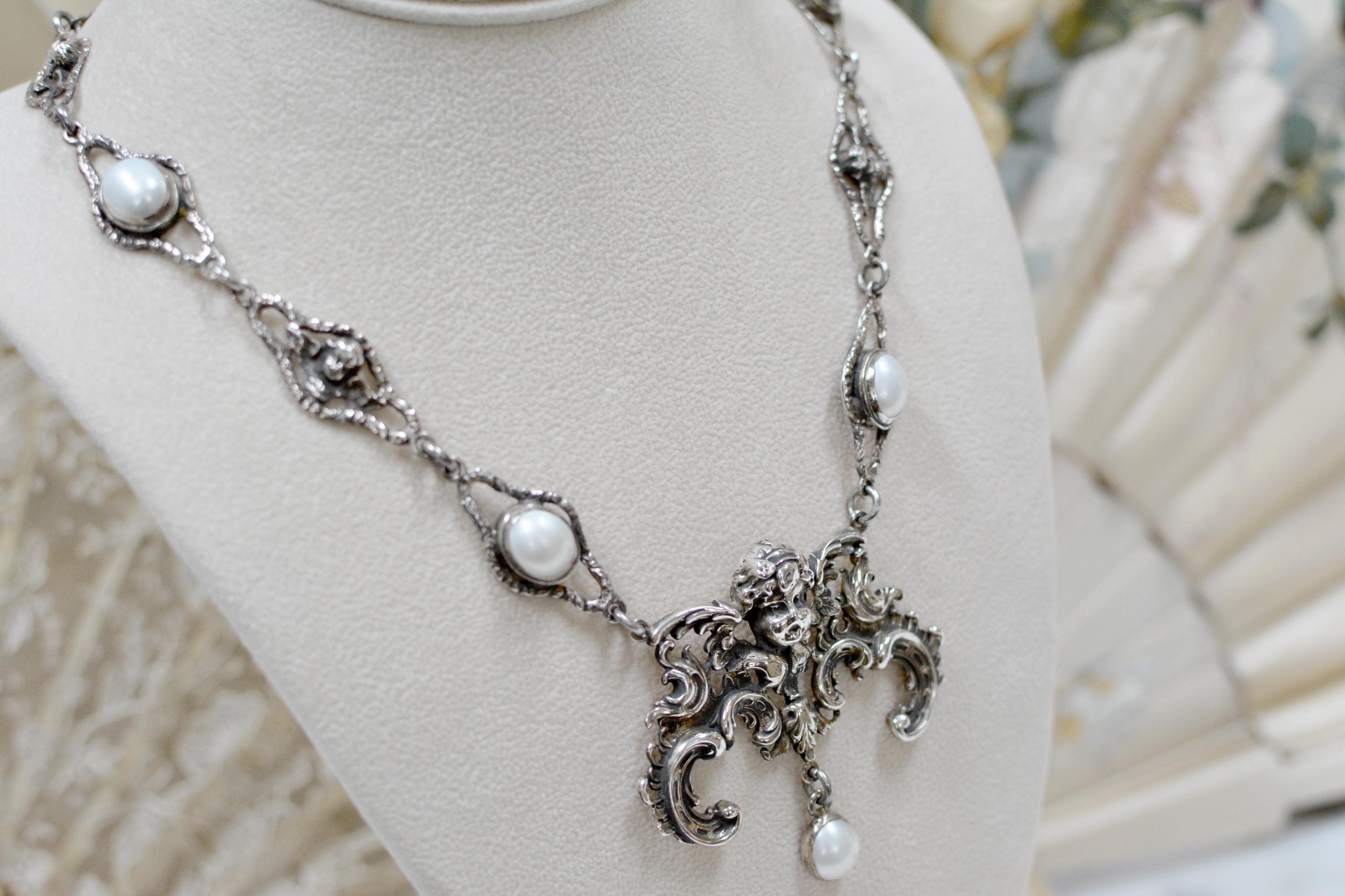 Jill Garber Necklace with Baroque Angel and Freshwater Pearls 5
