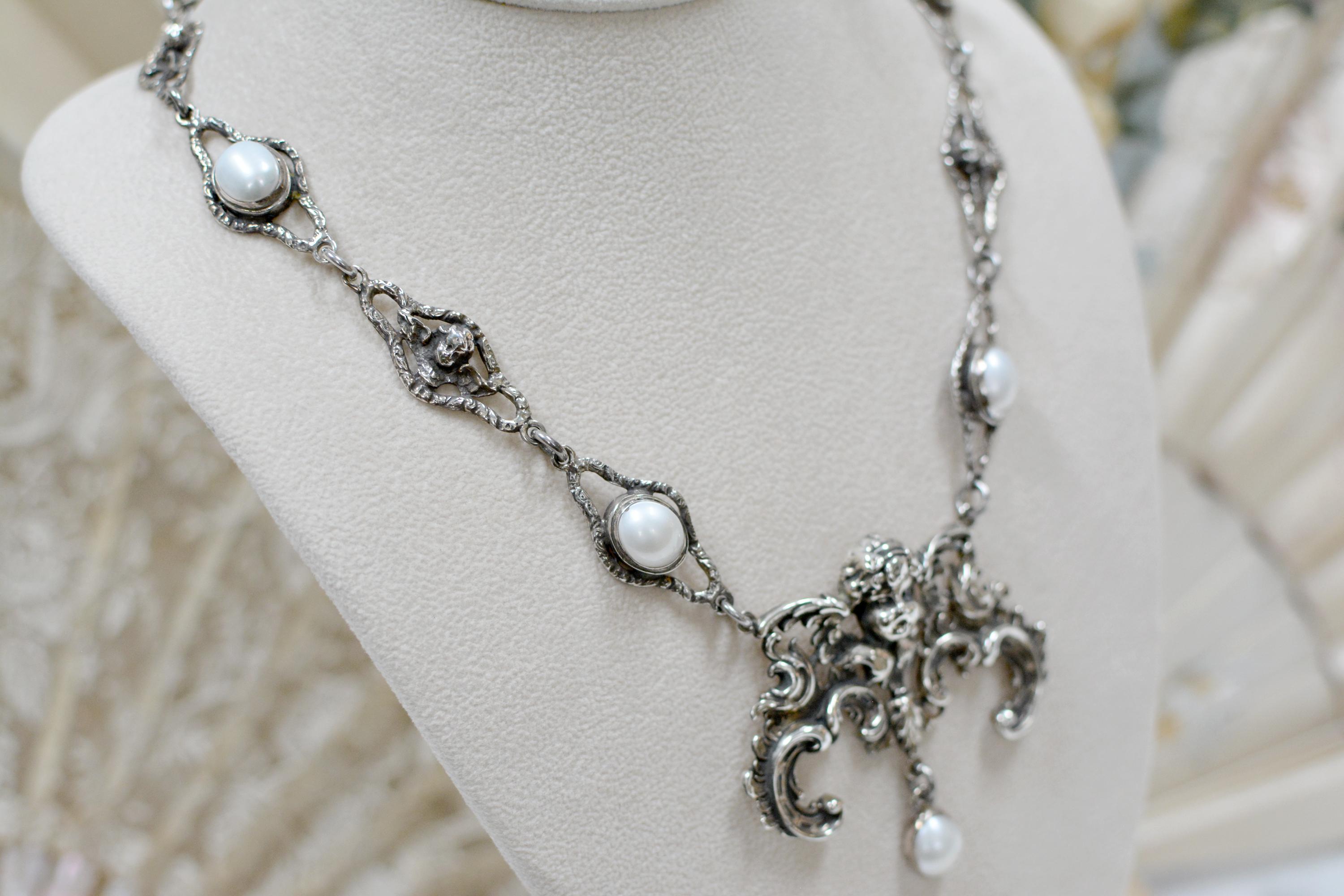 Jill Garber Necklace with Baroque Angel and Freshwater Pearls 6