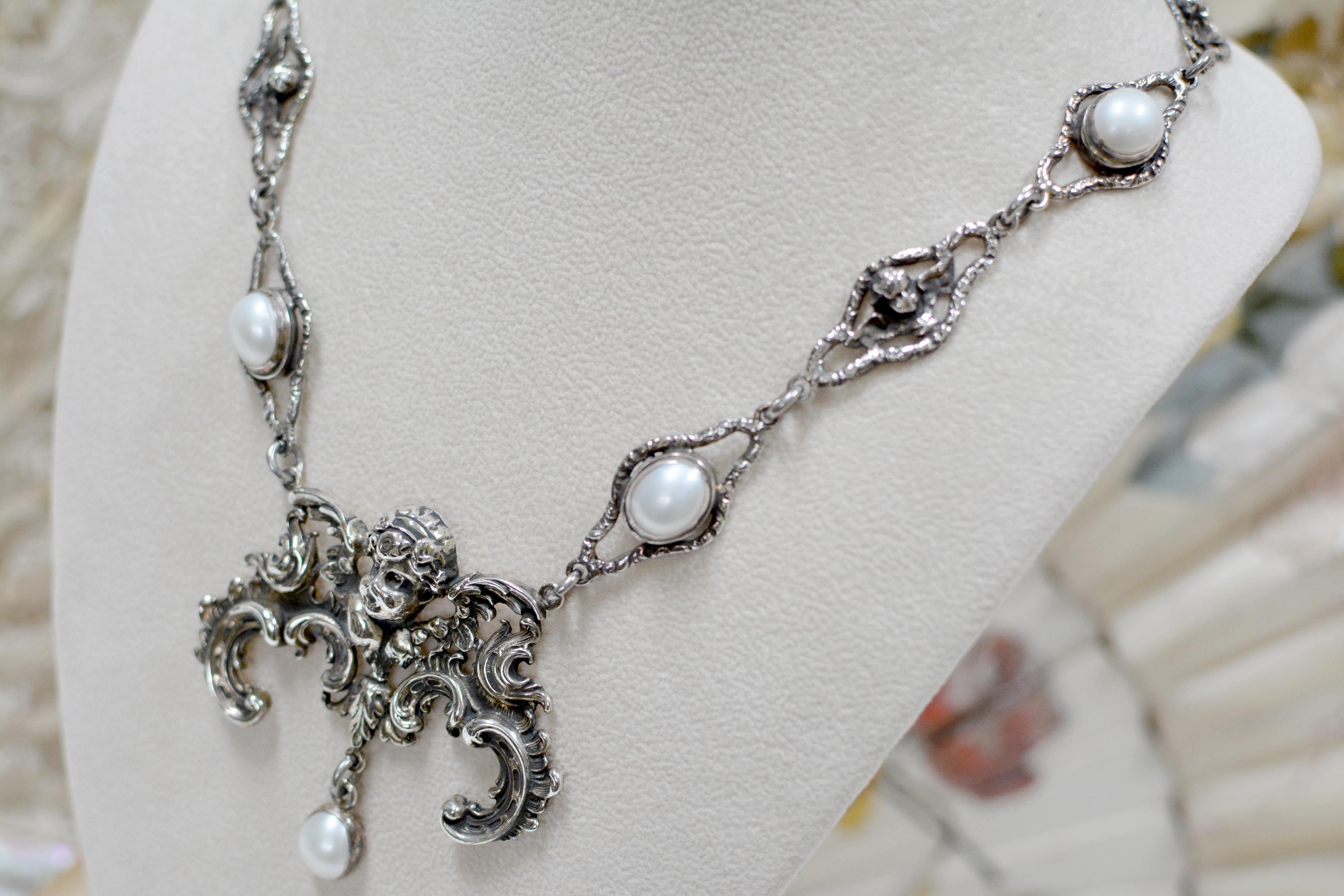 Jill Garber Necklace with Baroque Angel and Freshwater Pearls 1