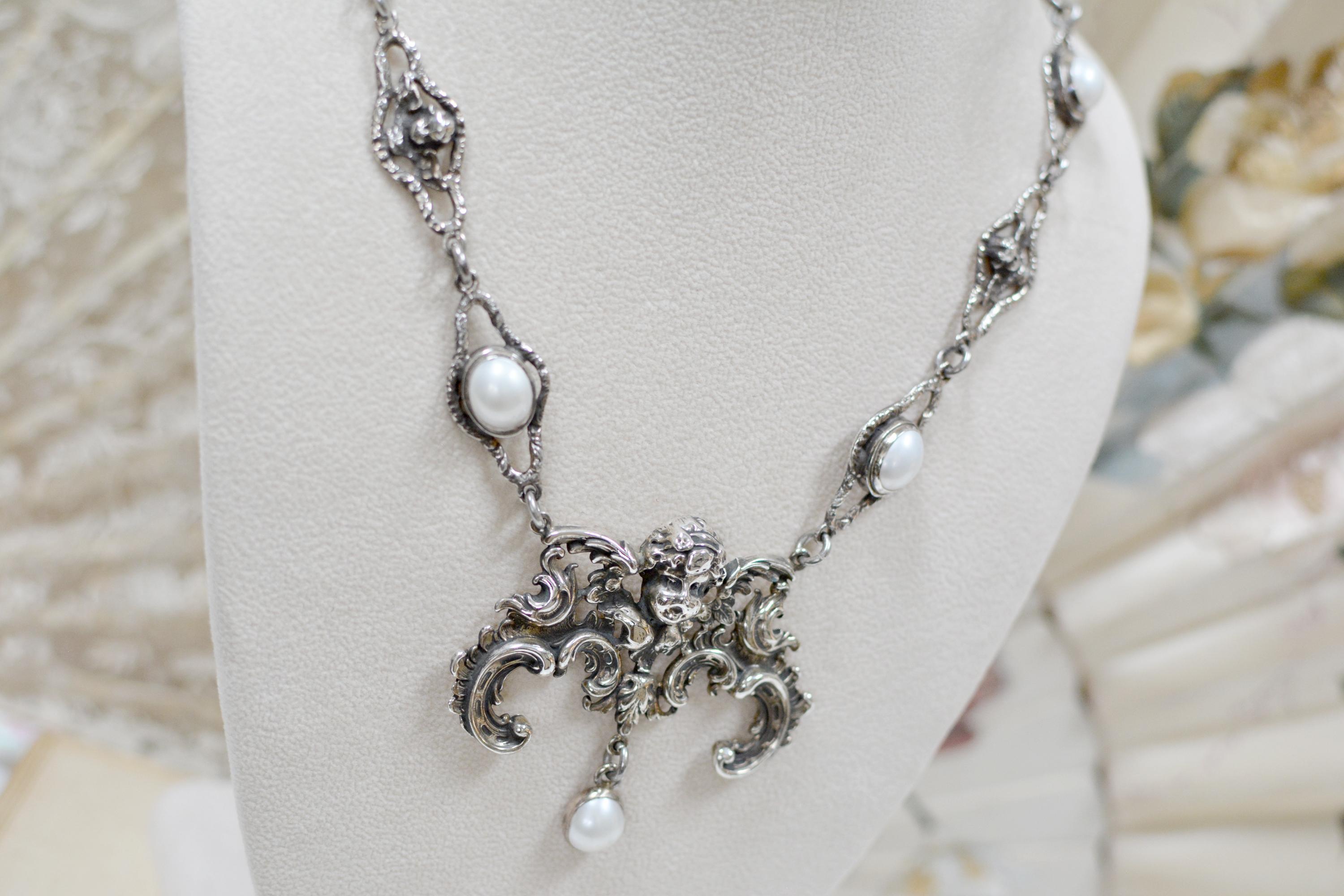 Jill Garber Necklace with Baroque Angel and Freshwater Pearls 3