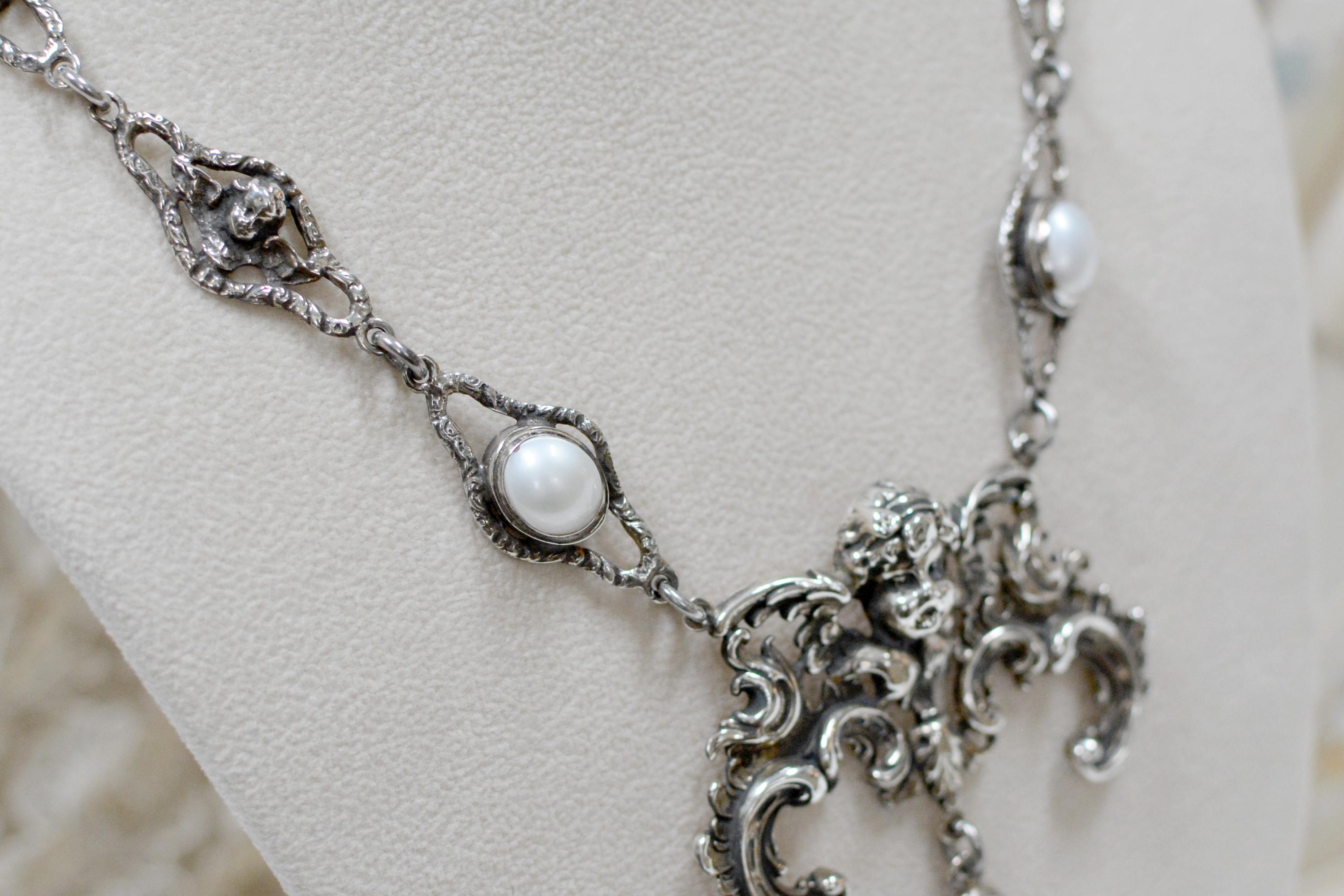 Jill Garber Necklace with Baroque Angel and Freshwater Pearls 4