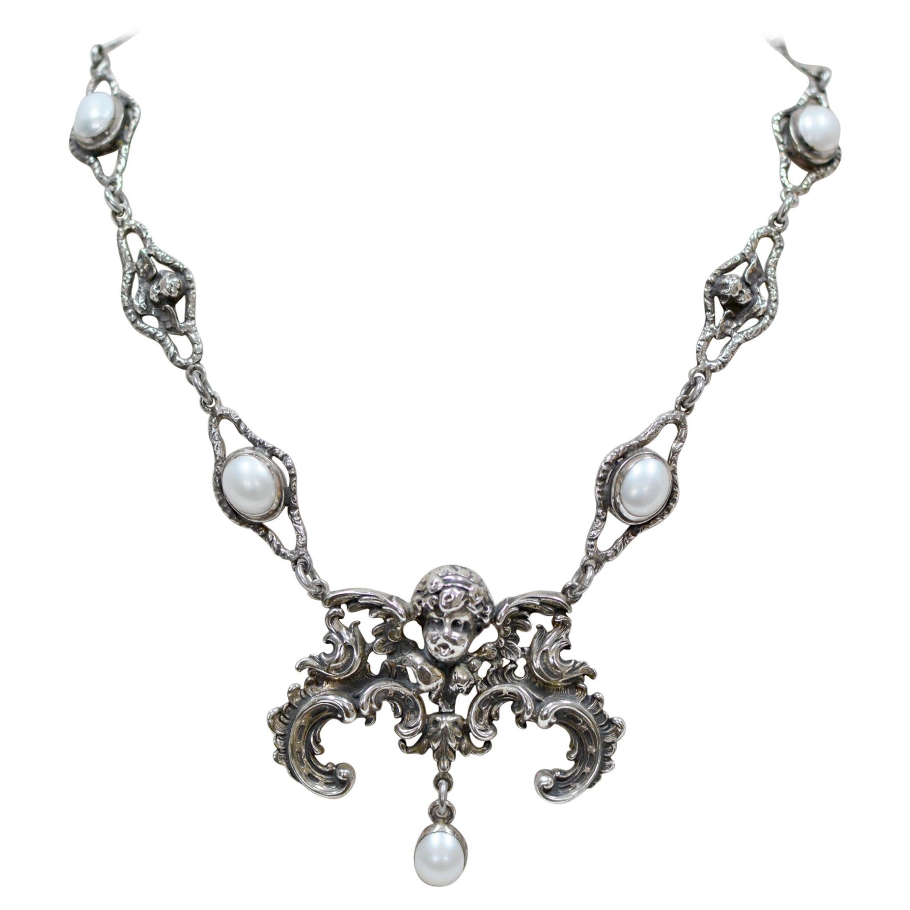 Jill Garber Necklace with Baroque Angel and Freshwater Pearls