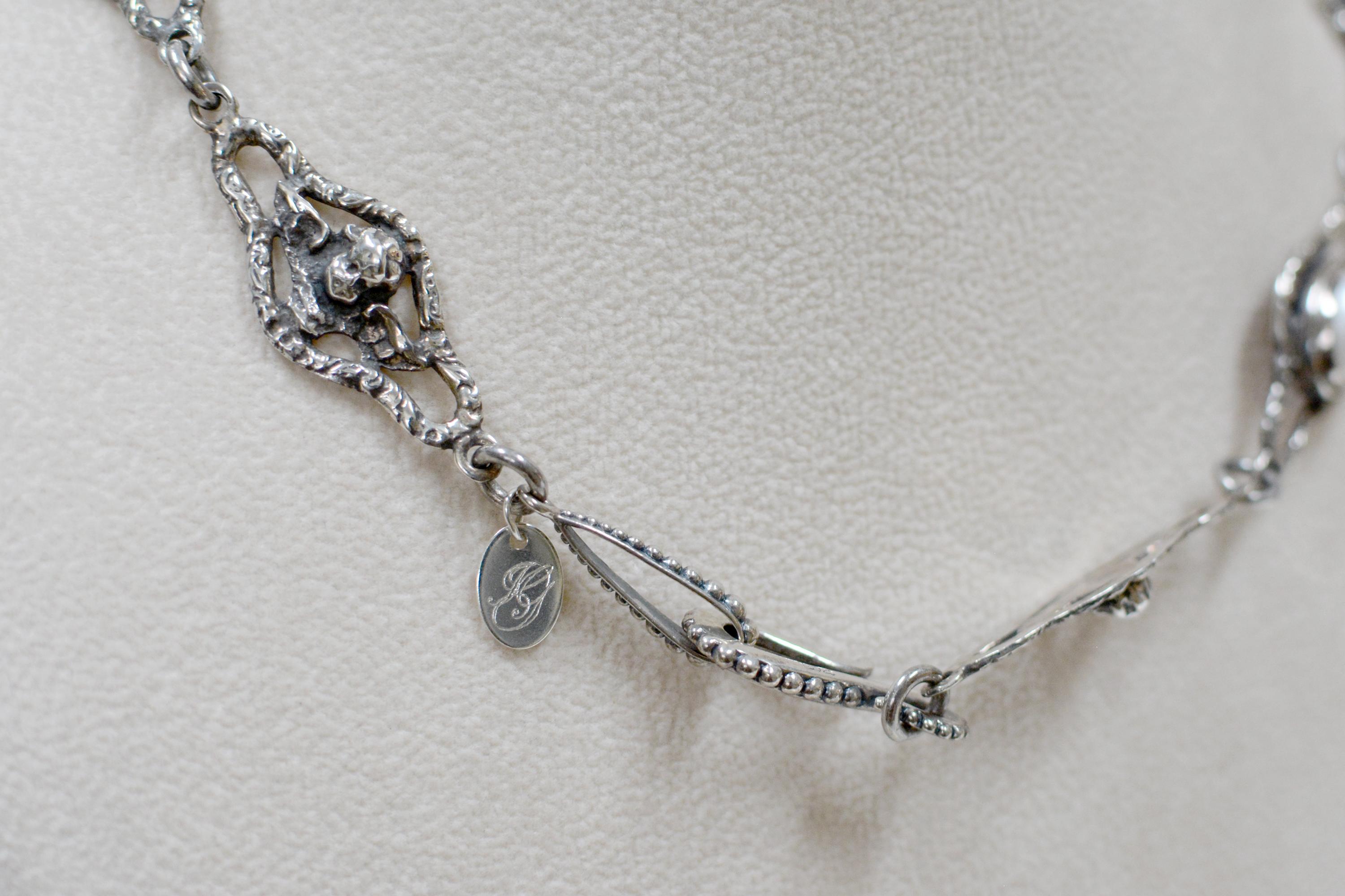 Jill Garber Collection Drop Necklace with Freshwater Pearls and Figural Angels 3