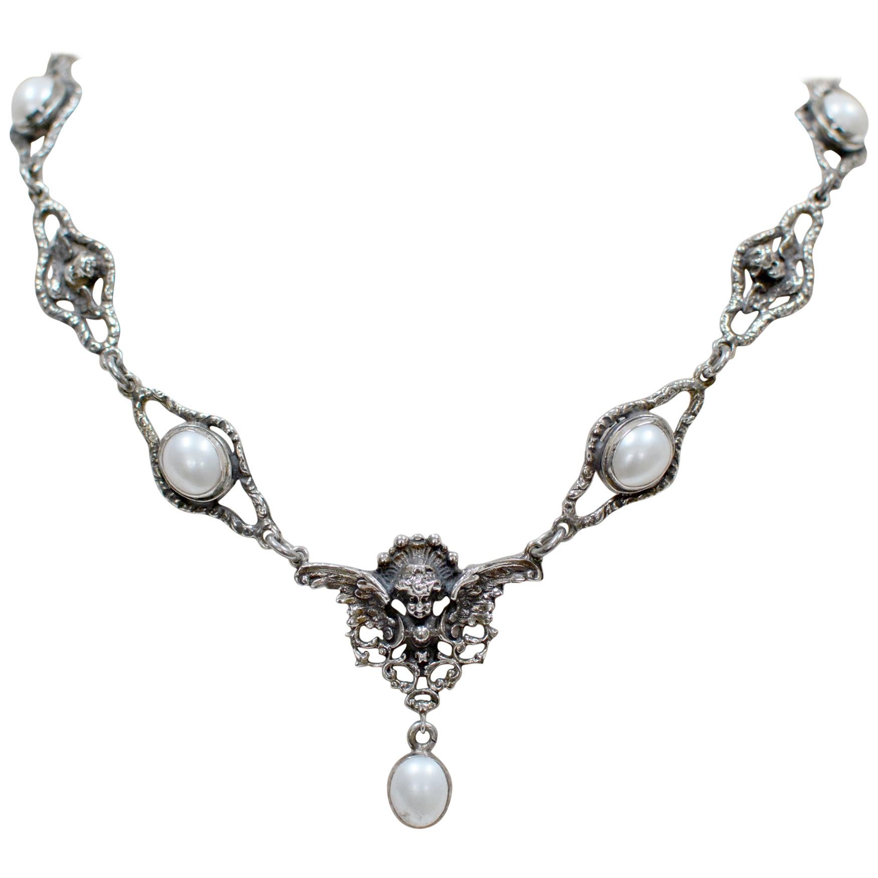 Jill Garber Collection Figural Angel’s Drop Necklace with Freshwater Pearls
