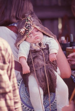 Baby in Backpack at Monterey Pop Festival Fine Art Print