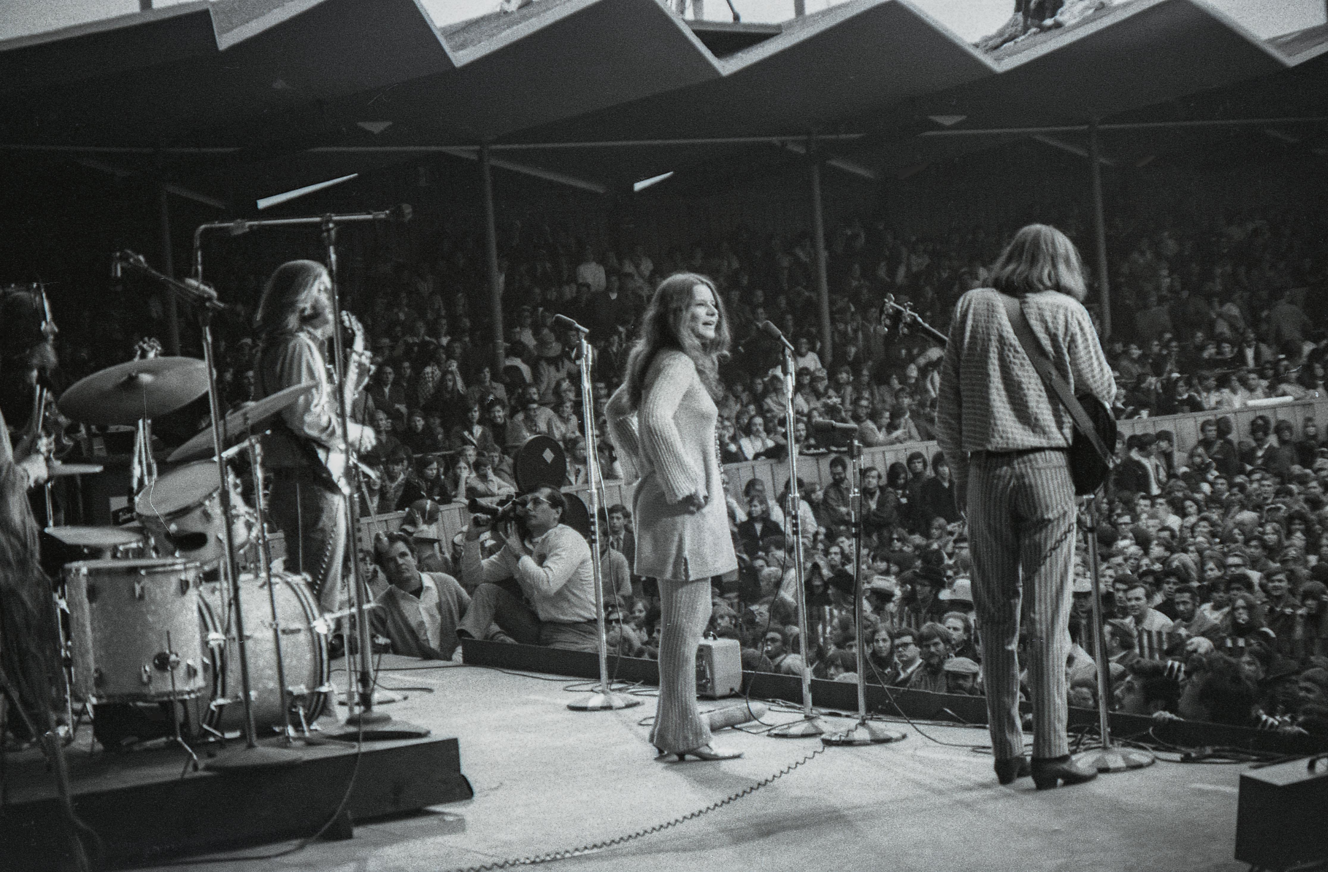 Jill Gibson Portrait Photograph - Janis Joplin Performing at Monterey Pop Festival With Big Brother Fine Art Print