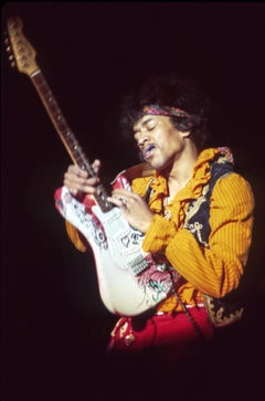 Vintage Jimi Hendrix Performing With Pick in Mouth Monterey Pop Festival Fine Art Print