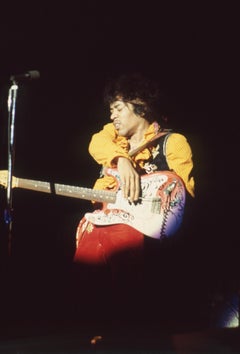 Vintage Jimi Sitting on Stage at Monterey Fine Art Print