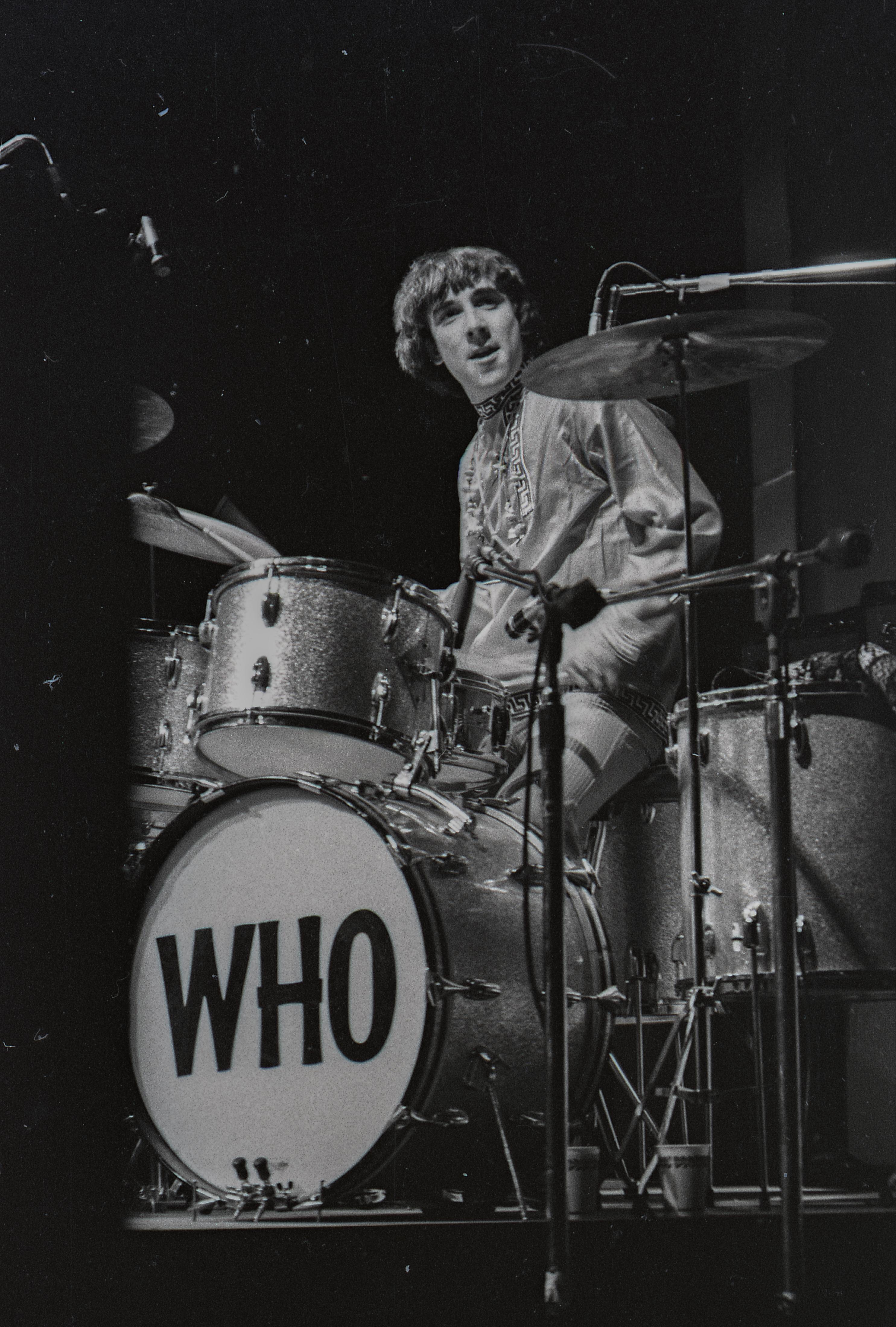 Jill Gibson Black and White Photograph - Keith Moon, The Who, Monterey Pop Festival Fine Art Print