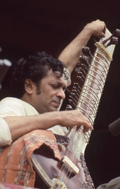 Vintage Ravi Shankar Playing Sitar at Monterey Pop Festival Fine Art Print